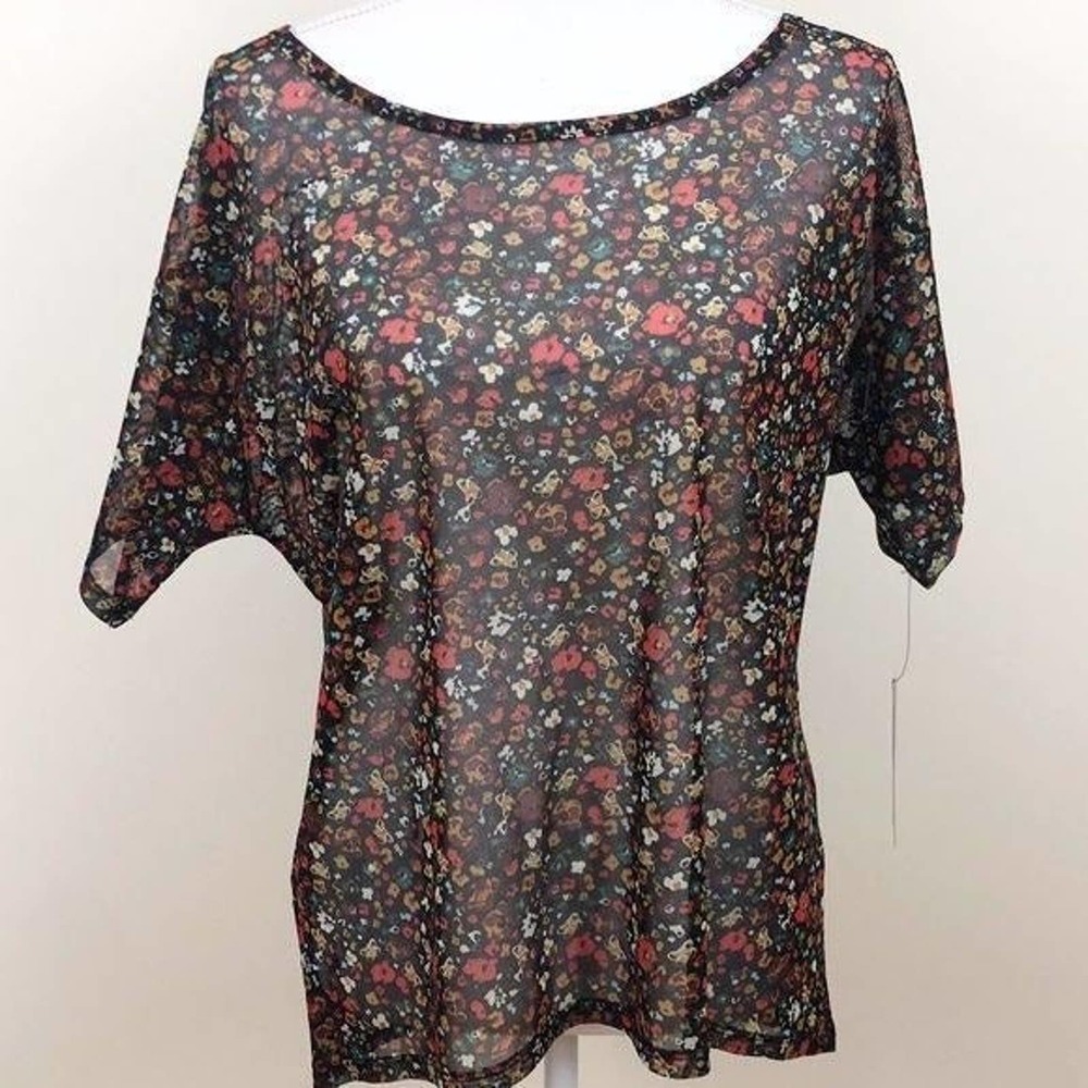 Signature Studio Sheer Floral Print Top Med